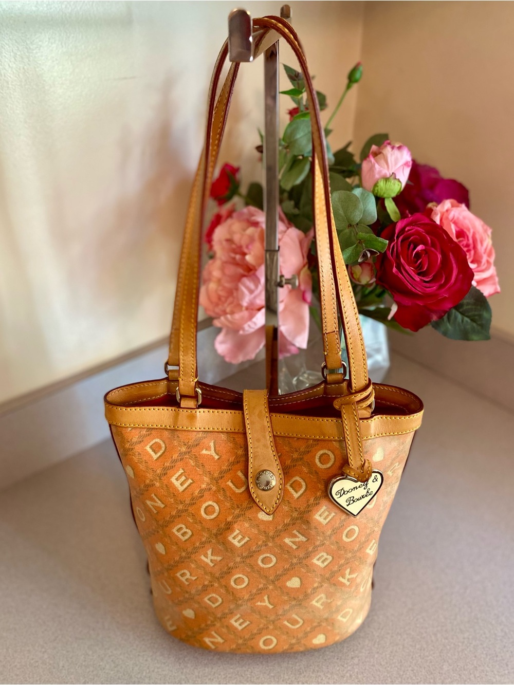 Dooney & Bourke Y2K Crossword Doodle Monogram Bucket Bag